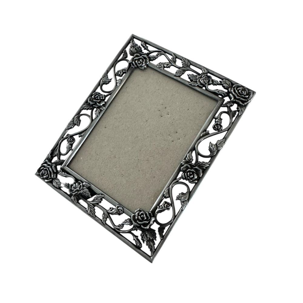 Vintage Metal 3x4 frame picture framing ornate silver baroque scrolling French
